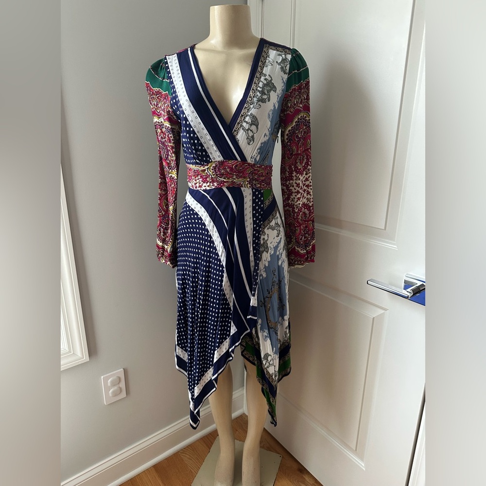 Moulinette Soeurs Asymmetrical Dress in Blue and Green